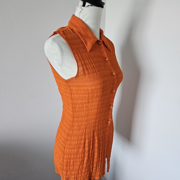 🇨🇵 Nathalie chaize orange sleeveless blouse button up size small 🇨🇵 - Picture 8 of 8